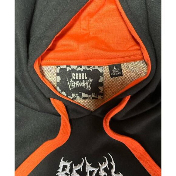 Rebel Vengeance Black Skeleton Napoleon Sweatshirt Fleece Hoodie Mens Size L - Picture 7 of 8